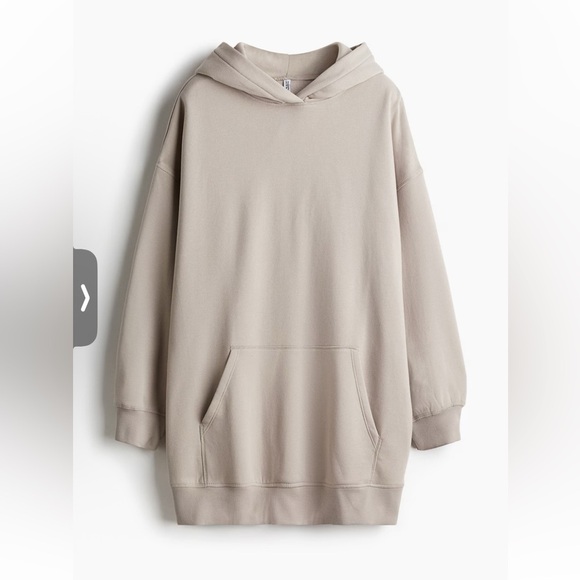 Divided Tan Hooded Cotton Dress - Picture 2 of 13
